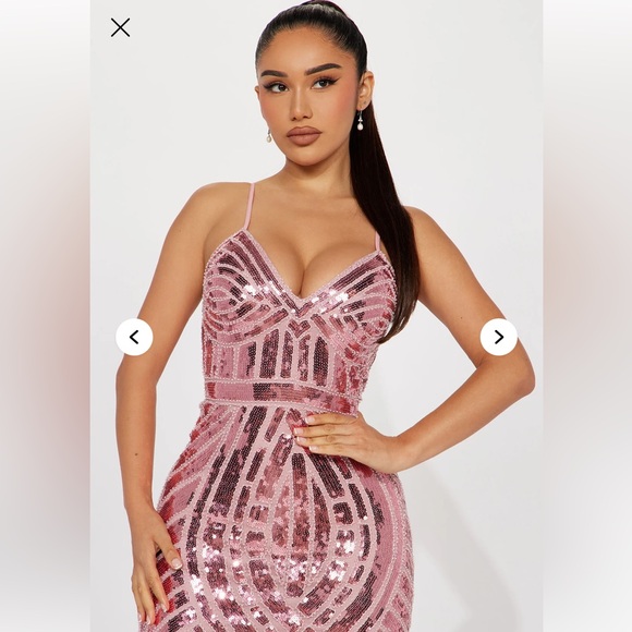 Fashion Nova Blue Floor-Length Sequin Dress-size L - Picture 11 of 12